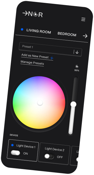 NORWIE app — color selection and lighting
